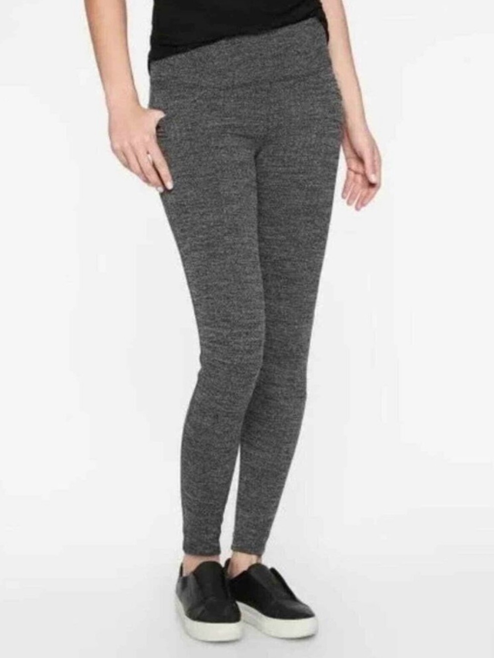 ATHLETA Gray Black Herringbone Metro High Waisted Active Leggings Size Small